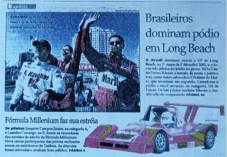 Recorte do jornal Diário da Manhã sobre a estreia da Fórmula Millenium